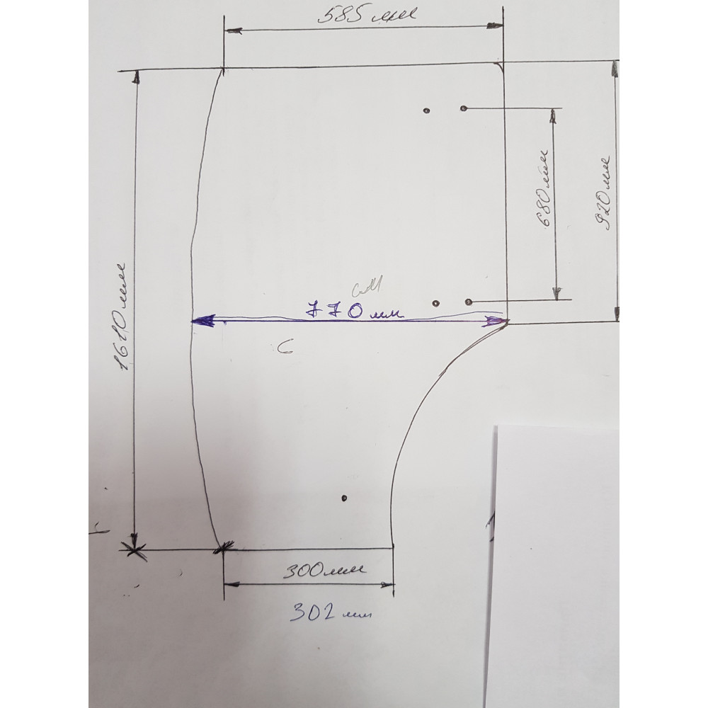Стекло двери правой (TB600.45L-78) FT 354/454/504